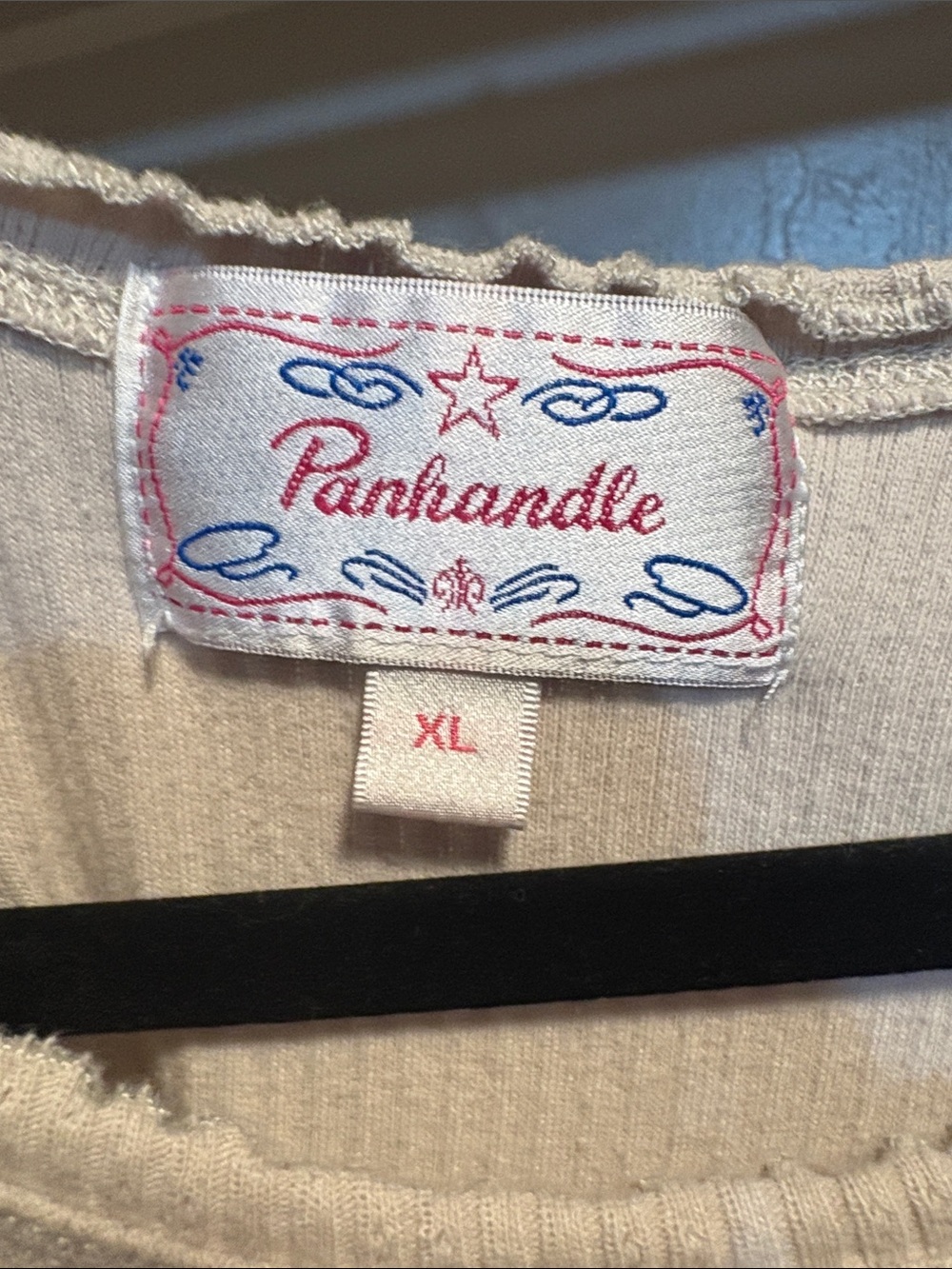 Panhandle Slim Cream Ribbed Tank with Rust Rodeo Print - Picture 2 of 4